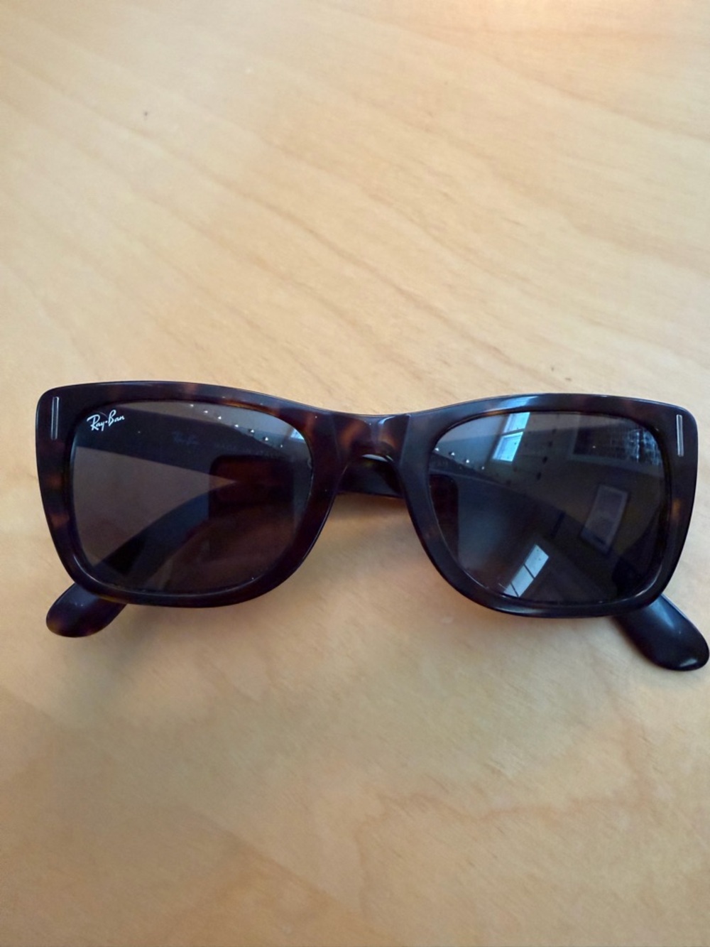 Ray-Ban Tortoiseshell Frame Sunglasses with Dark Brown Lenses